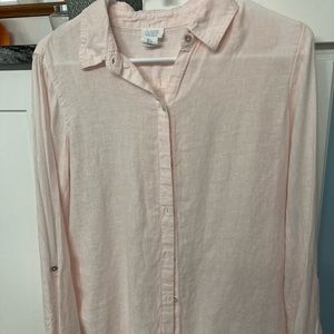 Sigrid Olsen Pale Pink Linen button down blouse in small.